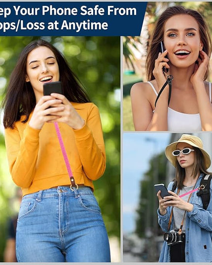 Stretchy Phone Lanyard Tether, 2 Pack Phone Leash Anti-theft Phone Strap for Anti-drop Outdoor Hiking Cycling Climbing Universal for Most Cell Phones, Pink