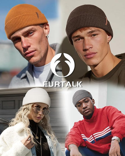 FURTALK Fisherman Beanie for Men Women 2 Styles Cuffless or Cuffed Knitted Unisex Winter Hat Outdoor All-Day Warmth