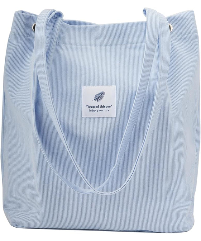 Corduroy Tote Bag Cute Tote Bags for Women Shoulder Bag with Inner Pocket for Work Beach Travel and Shopping Grocery