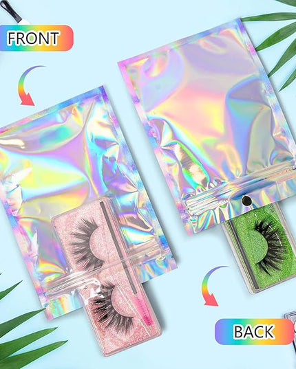 Funfery 300 Pack Smell Proof Resealable Bags for Food Storage,Holographic Bags 4x6 Mylar Clear Packaging Bag- Scent Proof for Cookies, Zip Foil Pouch for Small Business