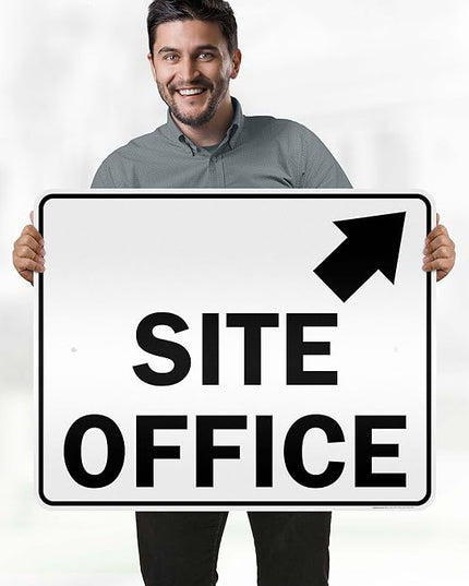 Site Office Up Right Arrow Sign, 24x30 Inches, 3M EGP Reflective .080 Aluminum, Fade Resistant, Made in USA by My Sign Center
