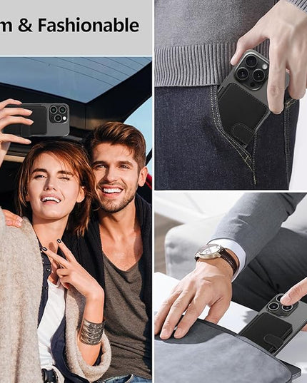 TopMade for Magsafe Wallet, Strongest Magnetic Card Holder for iPhone 17/16/15/14/13/12 Series, Slim Magnetic Phone Wallet, 4 Cards Holder, Vegan Leather, RFID Blocking, Open ID Window, Black