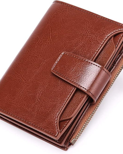 FALAN MULE Small Wallet for Women Leather Bifold Compact RFID Blocking Small Womens Wallet Purse