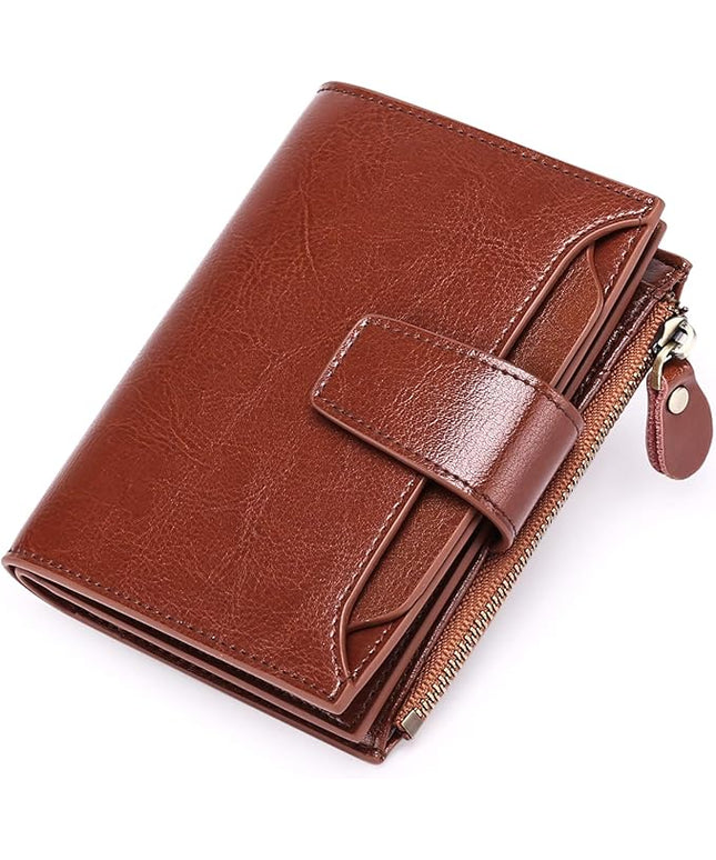 FALAN MULE Small Wallet for Women Leather Bifold Compact RFID Blocking Small Womens Wallet Purse