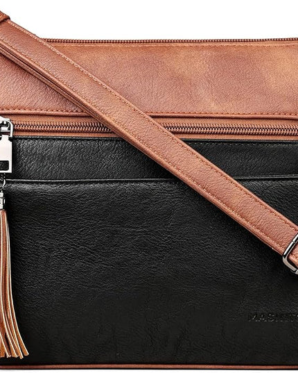 MASINTOR Crossbody Bags for Women, Lightweight Medium Crossbody Purse, Soft Leather Women's Shoulder Handbags with Tassel