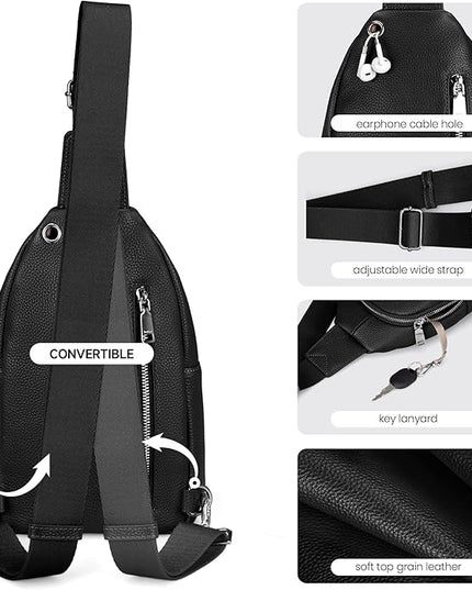 befen Anti Theft Genuine Leather Sling Bag for Women RFID Small Crossbody Bag Chest Bag Leather Fanny Packs for Travel