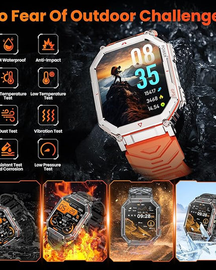 GPS Military Smart Watch for Men，GPT Voice Assistant，Smartwatch with LED Flashlight，2.01" HD Display Bluetooth Call，Fitness Tracke with Multiple Sports Modes，Compatible with Android & iOS