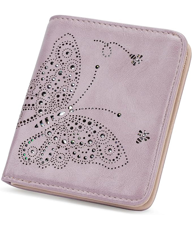 KITEVIUN Small RFID Wallet Women Ultra Thin Slim Womens Wallet Mini Compact Bifold Pocket Ladies Wallets for Women Purple