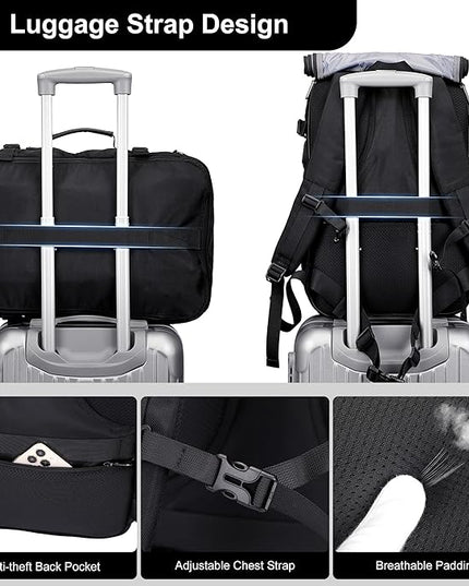 PIJUSHI Travel Backpack for Women Carry on Luggage Backpack Airline Approved Duffle Bag Rucksack with Shoe Compartment(PE048 Black)