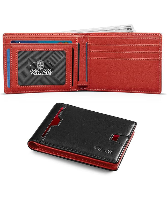 Zitahli Mens-Wallet-Slim-Leather-RFID Blocking Wallet for Men Minimalist Bifold Credit Card Holder with Gift Box