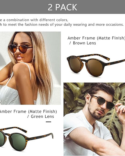 SUNGAIT Classic Vintage Round Polarized Sunglasses for Women Men Retro Style UV400