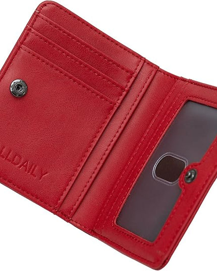 Alldaily Small RFID Wallet for Women Slim Compact Bifold Pocket Ladies Travel Mini Purse (Red)