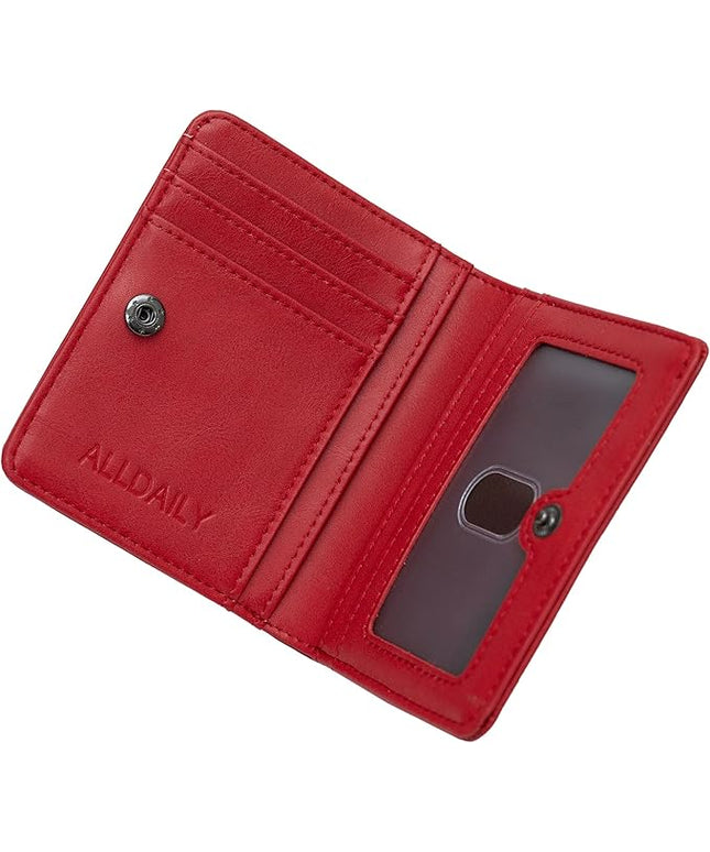 Alldaily Small RFID Wallet for Women Slim Compact Bifold Pocket Ladies Travel Mini Purse (Red)