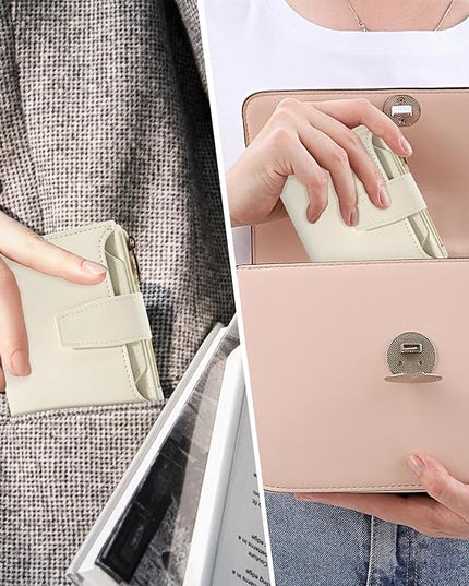 Airkit Small Wallet Women RFID Blocking Soft Leather Bifold Compact Card Holder Wallet for Women with Zipper Coin Pocket 4 ID Window