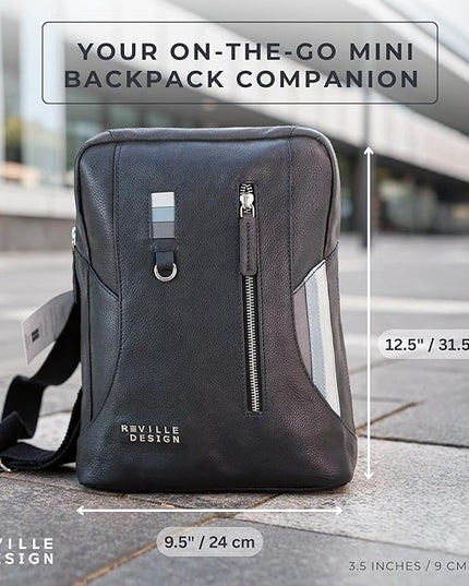 Full Grain Leather Backpack – Water-Resistant, Padded Laptop Compartment, Adjustable Straps, 16L Capacity, Slim Design, Leather Backpack for Men and Women - Anthracite Black