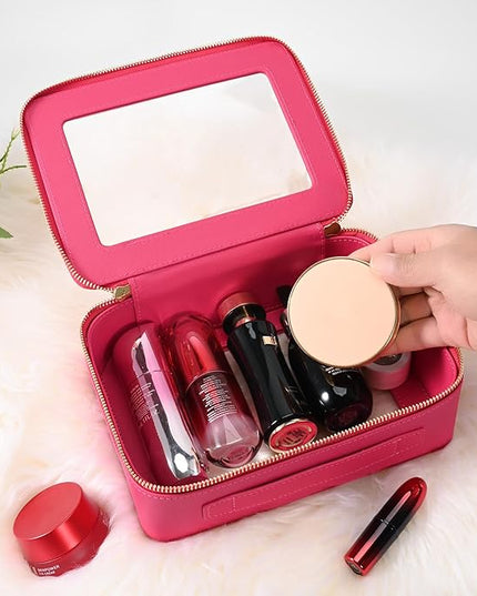 Aveniee Clear Makeup Bag Organizer,Large Travel Toiletry Bag for Women, Waterproof Cosmetic Pouch with Zippers,Car Organizers and Storage Case for Accessories,Hotpink