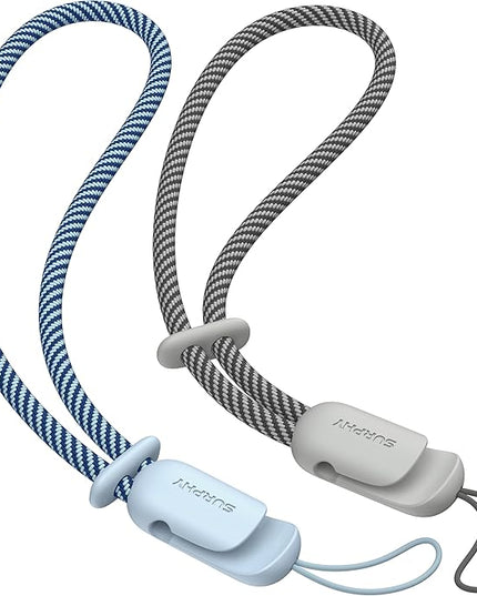 SURPHY 2 Pack Phone Lanyard for Cellphone Case, Phone Wrist Strap for Case, Cellphone Strap with 2-Color Braided, Charm Wrist Lanyard for Women and Men, Cloud Blue & Gray