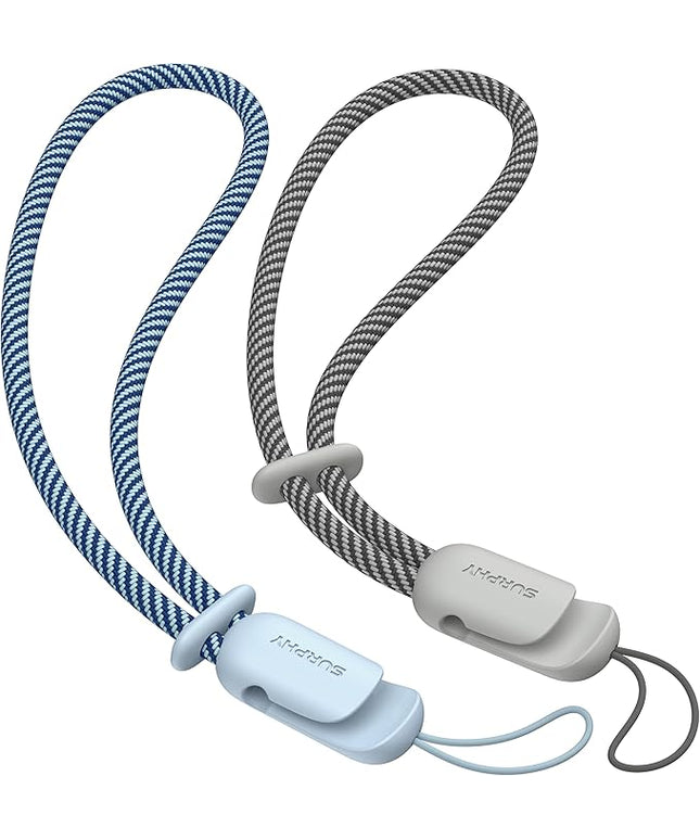 SURPHY 2 Pack Phone Lanyard for Cellphone Case, Phone Wrist Strap for Case, Cellphone Strap with 2-Color Braided, Charm Wrist Lanyard for Women and Men, Cloud Blue & Gray