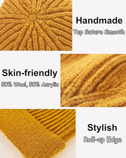 vidsel Thin Wool Fisherman Beanie for Men Women, Short Knit Cuff Trawler Watch Hats