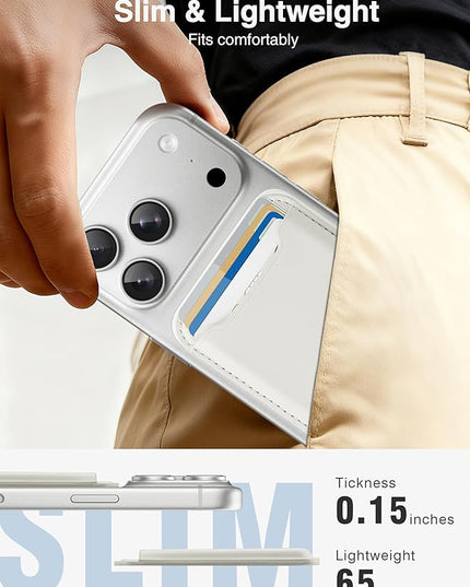 TopMade for Magsafe Wallet, Strongest Magnetic Card Holder for iPhone 17, iPhone 16/15/14/13/12 Series, Leather Magnetic Phone Wallet with Powerful Magnets, RFID Blocking, Fit 4 Cards, Milky White