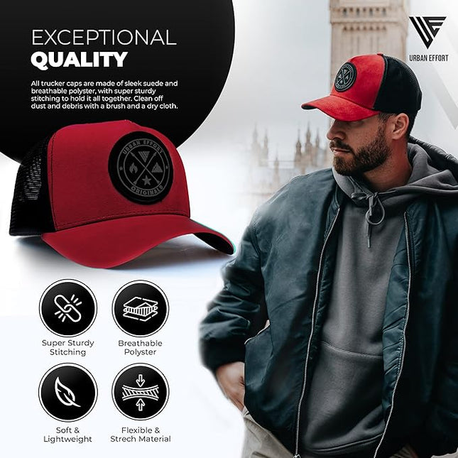 Urban Effort Mesh Back Cap - for Men and Women Baseball Hat 5-Panel Trucker Hat - Great Snapback Closure for Hunting & Hiking