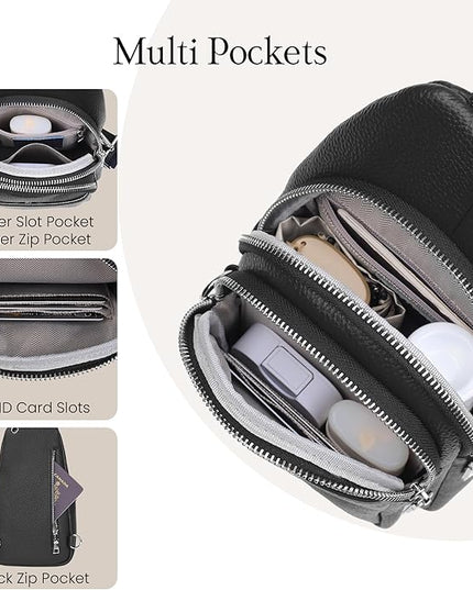 befen Genuine Leather Small Sling Bag for Women Anti-Theft Crossbody Chest Bags Fanny Packs for Travel with RFID Card Slots
