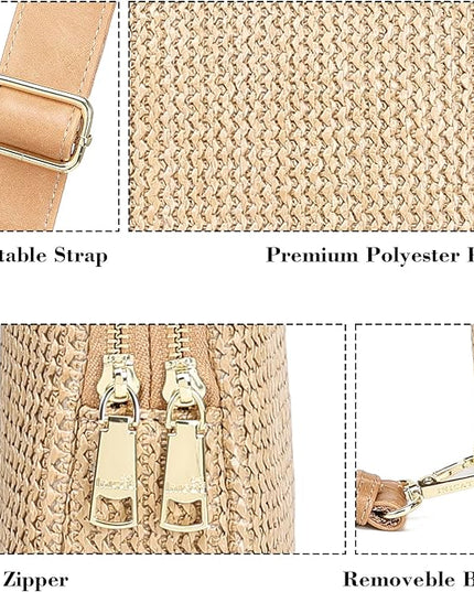 INICAT Faux Straw Crossbody Bags Beach Gifts Valentines Day Her Cruise Ship Essentials Women Summer Small Sling Purses