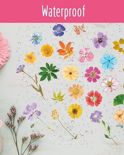 370+ PCS PVC Flower Stickers, Self-Adhesive PVC Greenery Stickers Nature Plant Decals for Scrapbook, Laptop, Journal, DIY Project, Spring Themed Party Decors