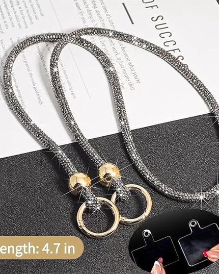 Crystal Phone Lanyard for Women Sparkling Crossbody Phone Strap with Full Rhinestone Bling Anti-Theft Phone Strap