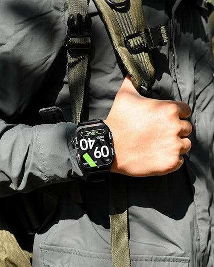 Military Smart Watches for Men (Answer/Make Calls) with Powerful Flashlight 1.96" HD, Outdoor Tactical Smartwatch with Big Battery 880mAh Sport Modes Health Monitor 3ATM for iPhone/Android (Black)