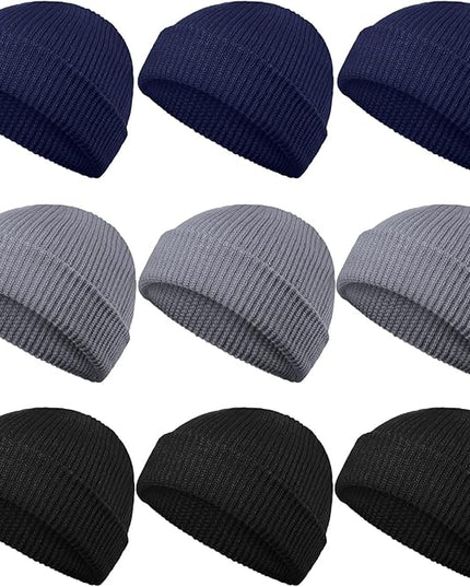 Geyoga 9 Pieces Winter Beanie Hats Trawler Short Beanie Watch Hat Warm Knit Fisherman Skull Cap for Men Women, 9 Colors