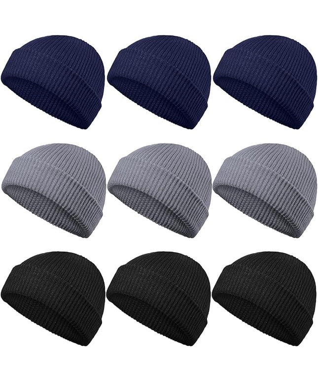 Geyoga 9 Pieces Winter Beanie Hats Trawler Short Beanie Watch Hat Warm Knit Fisherman Skull Cap for Men Women, 9 Colors