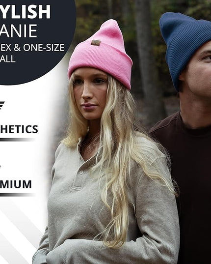 Urban Effort Beanie for Men Women – Warm Acrylic Unisex Knit Winter Hats for Men, Soft Stretch Fit, Classic Streetwear Style