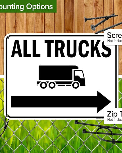 All trucks With Right Arrow Sign, 18x24 Inches, 55 mil thick HDPS (high density polystyrene), Made in USA by My Sign Center