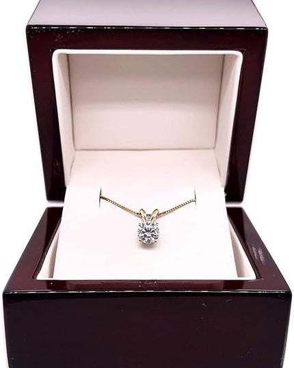 1/2 to 3 1/2 Carat Round Moissanite Solitaire Pendant Necklace in 14k Gold (H-I, cttw) 4-Prong 16 to 18 Inch Adjustable Chain Spring Ring by Diamond Wish