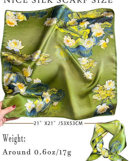 100% Mulberry Silk Scarf for Women Hair Lightweight Square Neckerchief Wrap For Head Scarves 21"