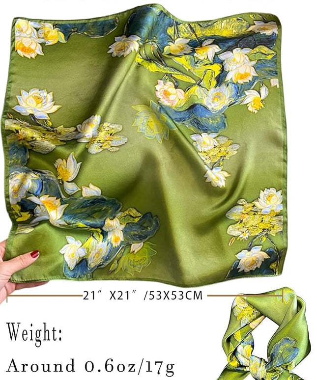 100% Mulberry Silk Scarf for Women Hair Lightweight Square Neckerchief Wrap For Head Scarves 21"