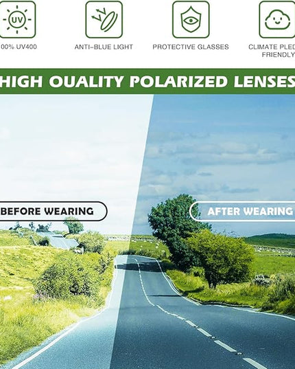 Fanshen Polarized Sunglasses for Men Women, Wrap Around Sunglasses for Mens Womens Cycling Running UV Protection
