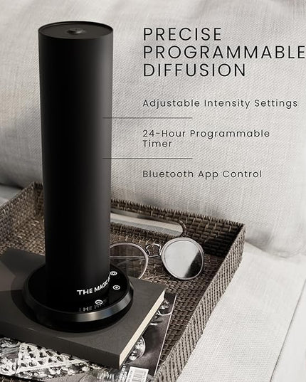 The Magic Scent Bluetooth Tower Diffuser Home & Office - Smart Ultra-Quiet for Home & Hotel - Waterless Cold-Air Programmable Professional Diffuser Machine - Essential Aroma Oil Included