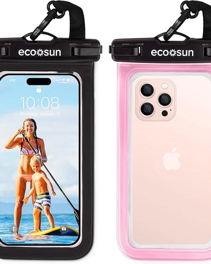 Eco Sun Waterproof Phone Pouch (2-Pack) — Designed in Hawaii — Case Fits All iPhones (incl. 16 Pro Max), Samsung Galaxy S24 Ultra & More