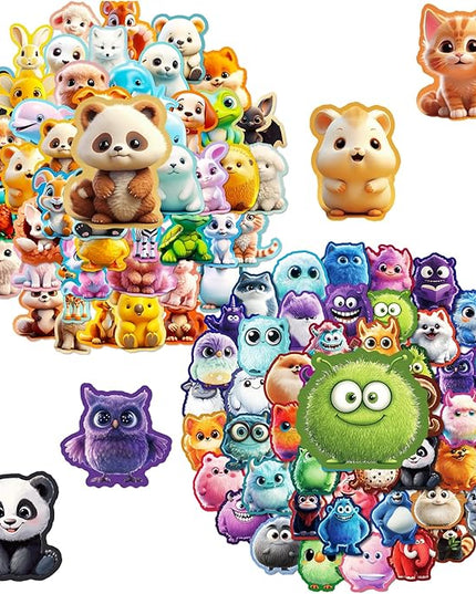 100PCS Animal Stickers and Vinyl Decals – Cute Monster & Critter Waterproof Stickers for Journals, Scrapbooks, Water Bottles, Laptops – Great for Kids, Teens, Boys, Girls