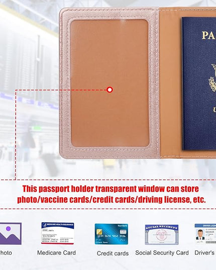 TIGARI Passport Holder for Travel Women Men, Valentines Day Gifts PU Leather Wallet Cover Case Sleeve, Waterproof Protected Document Organizer, Vacation Plane Cruise Travel Essentials