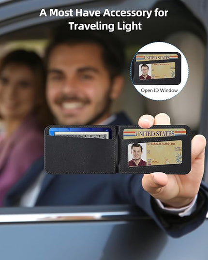 Phone Wallet Stick On, Upgraded Phone Wallet with Adjustable Stand, Open ID Window, 8-Card Holder, Stronger 3M Adhesive Credit Card Holder for Back of Phone Case, iPhone, Samsung and Android, Black