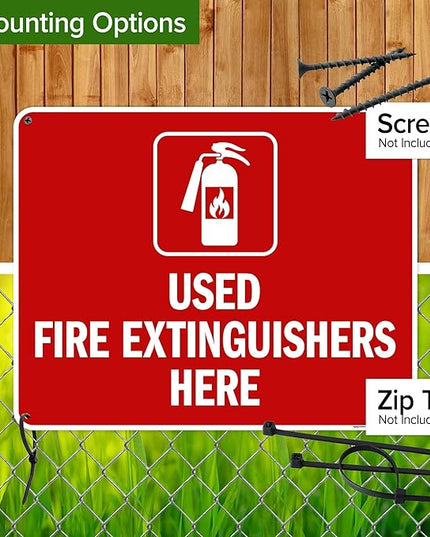 Used Fire Extinguishers Here Sign, 24x30 Inches, 55 mil thick HDPS (high density polystyrene), Made in USA by My Sign Center