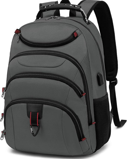 Boavan Laptop Backpack for men, 15.6 inch Laptop Bag with USB Port, Waterproof Travel Work Backpack Purse, Anti-Theft Teacher Nurse Doctor Casual Bookbags Office Business backpack，Grey