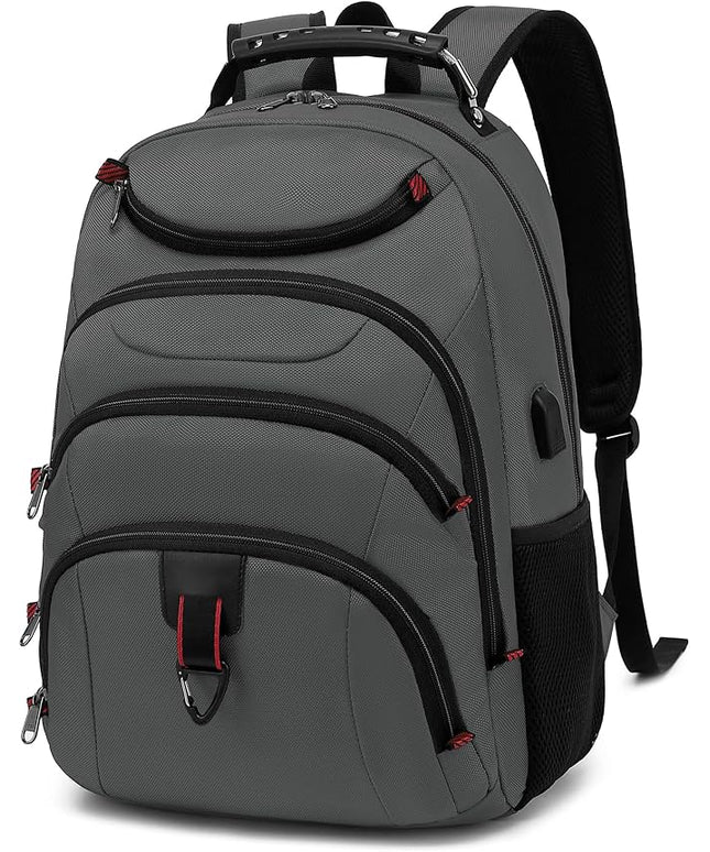 Boavan Laptop Backpack for men, 15.6 inch Laptop Bag with USB Port, Waterproof Travel Work Backpack Purse, Anti-Theft Teacher Nurse Doctor Casual Bookbags Office Business backpack，Grey