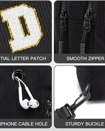 Viverte Small Corduroy Sling Bag Initial Crossbody Bag Fanny Pack for Girls Personalized Birthday Gifts for Teen Girls Gifts