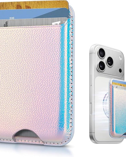 Magnetic Mag-safe Wallet Cell Phone Card Holder for Phone Case with Mag-Safe, Stronger Magnetic RFID Leather Phone Wallet Stick on for iPhone 17/16/15/14/13/12 Series, Fit 3 Cards