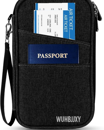 RFID Family Passport Holder, Travel Wallet, Travel Document Organizer, Passport Bag，Cheap,Multifunctional.(Black)