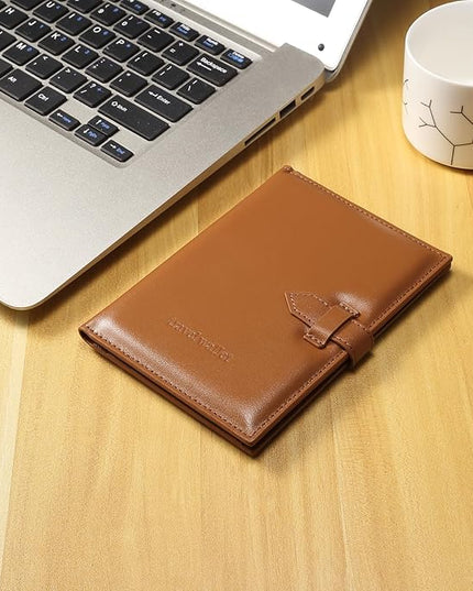 Passport Holder for Travel Essentials, Passport Wallet Cover Card holder Case for Travel Must Haves Accessories, Passport Book Holders for Women and Men, Brown